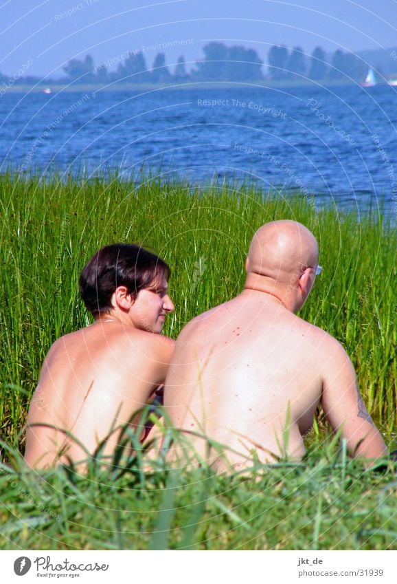 two on the water Man Woman Summer Lake Ocean Grass Common Reed Couple Water In pairs