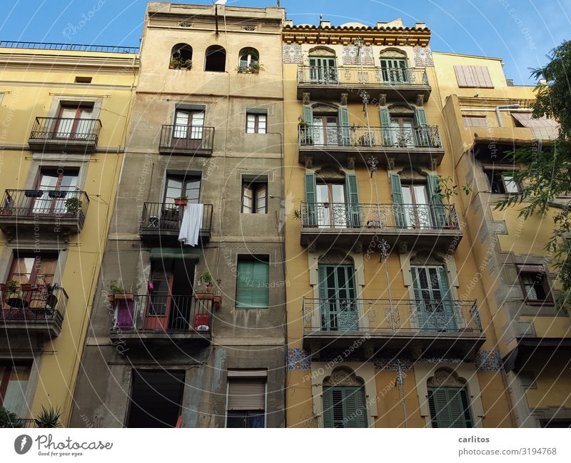 Barcelona | Old Town 2 Spain Old town Tourism Vacation & Travel Travel photography Restoration Past City life Facade Balcony Worm's-eye view