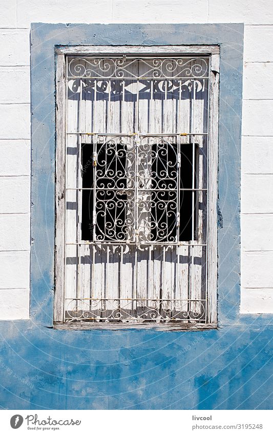 white window on blue wall , santiago de cuba - cuba Lifestyle Style Vacation & Travel Tourism Trip Island House (Residential Structure) Decoration Art Town