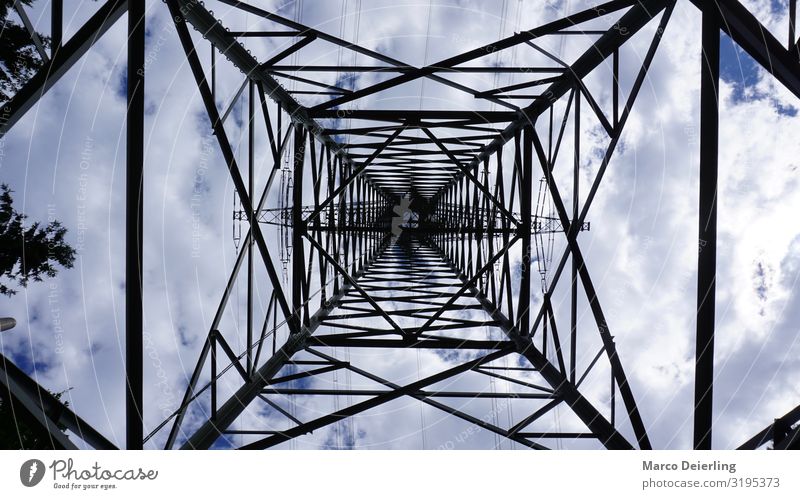 Power Pole in nature Technology High-tech Energy industry Environment Nature Landscape Air Sky Spring Beautiful weather Forest Outskirts Deserted
