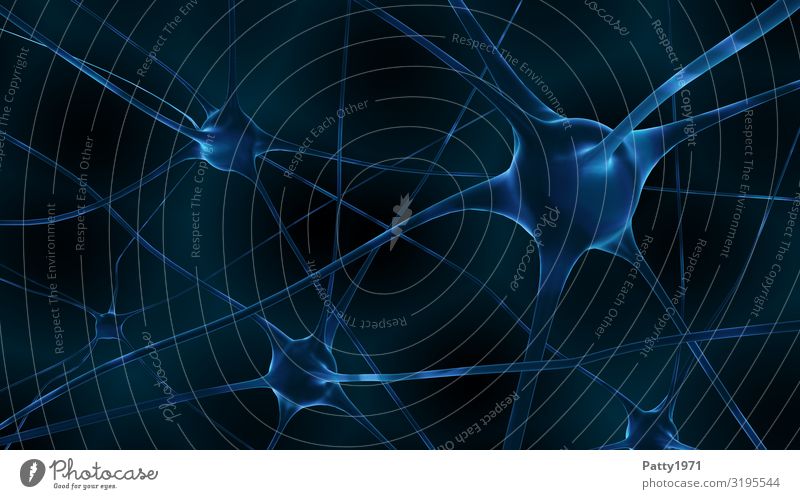 Nerve cells (3D render) Healthy Health care Neurology Science & Research Brain and nervous system Blue Black Communicate Complex Network Surrealism