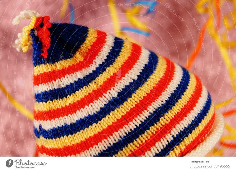 Fool's cap cap carnival knitted Carnival Carneval hat Fashion Clothing Cap Background picture Joy "texture Pattern Wool textile variegated Abstract Colour Red