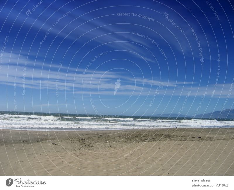San Fran Bay San Francisco California Beach Coast Ocean Pacific Ocean Waves Clouds North America etc. USA Blue sky