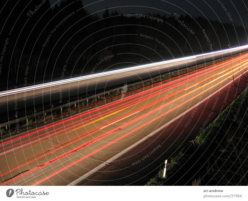 Motorway A27 II Highway Night Light streak Rear light Long exposure Tracks