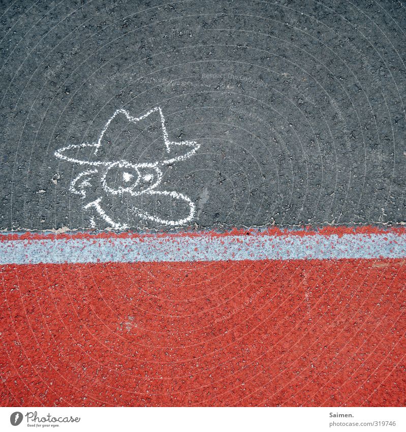 hallöööööööchen Man Adults Head Street Fashion Hat Looking Curiosity Painted Painting (action, artwork) Comic Comic strip character Pavement Asphalt Line