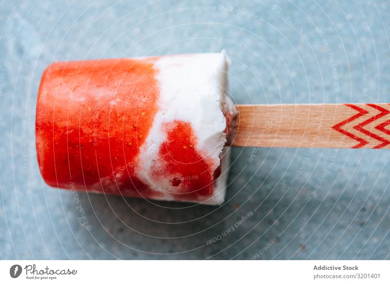 Watermelon and cream popsicle ice-cream Food Close-up Snack Water melon Cream Fresh Cool (slang) Ice Dessert Cold Summer Tasty Home-made Fruit Red Frozen