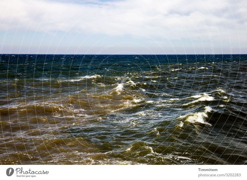 North Sea waves - rather dark Ocean Waves White crest Dark Blue Green Water Nature Denmark Elements Horizon Sky Clouds Vacation & Travel Colour photo