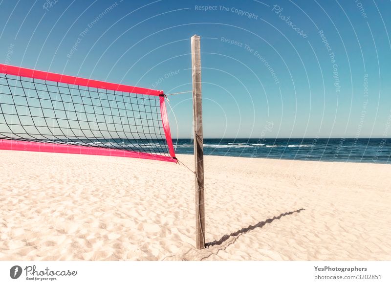 Summer beach scenery with volleyball net at North Sea on Sylt Joy Relaxation Vacation & Travel Tourism Adventure Summer vacation Beach Ocean Island Waves