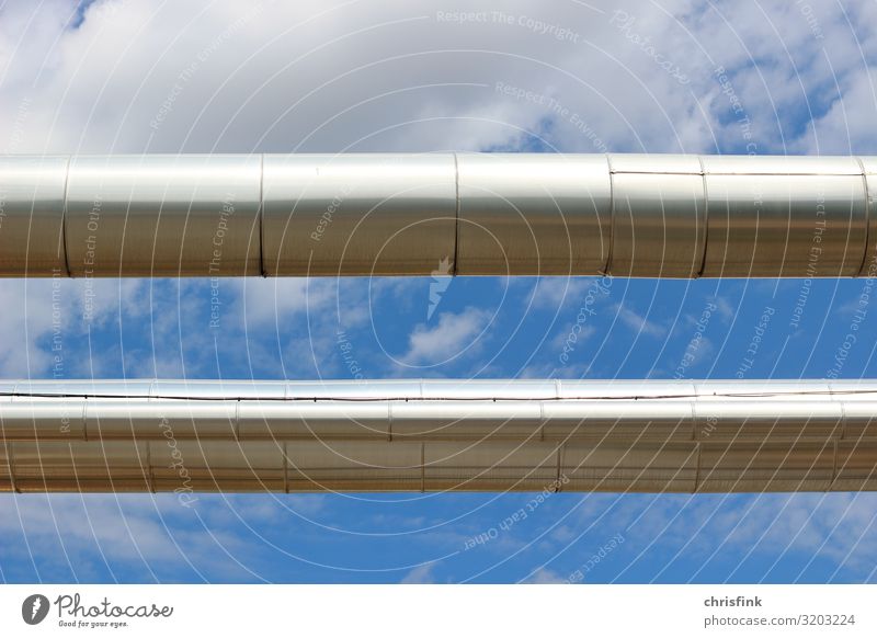 Silver line pipes in front of a blue sky Technology Science & Research Advancement Future Energy industry Renewable energy Solar Power Energy crisis Industry