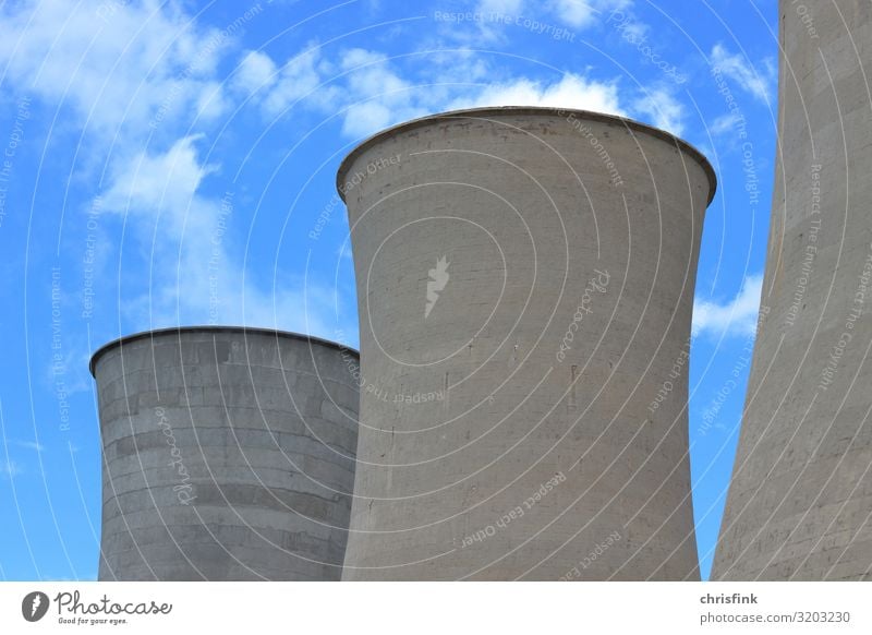 Cooling towers in front of a cloudy sky Technology Energy industry Renewable energy Energy crisis Industry Sky Climate Climate change Aggression Threat Gigantic