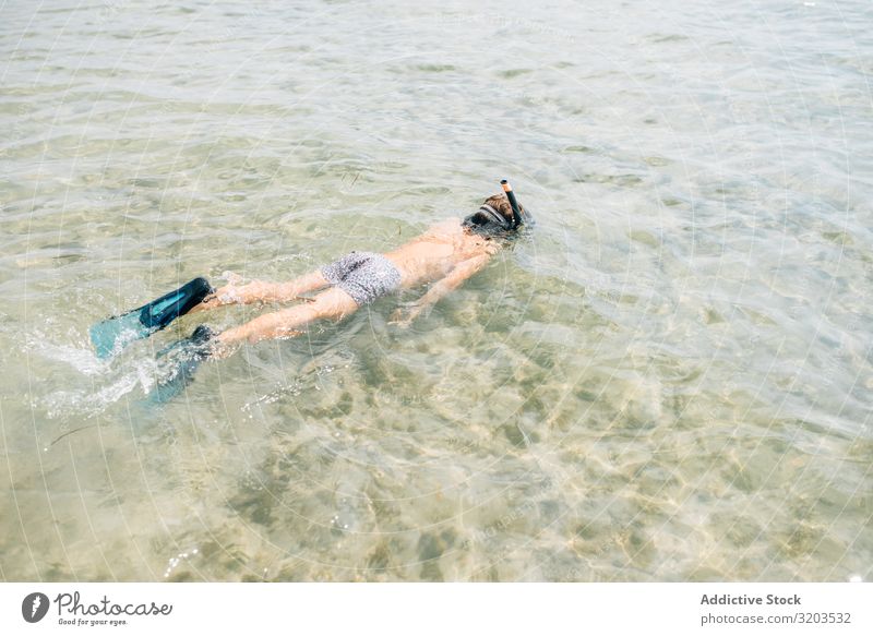 Kid swimming in diving mask Boy (child) Mask Float in the water flipper explore Dive Under Bottom Summer Clear Action Water Vacation & Travel Playful