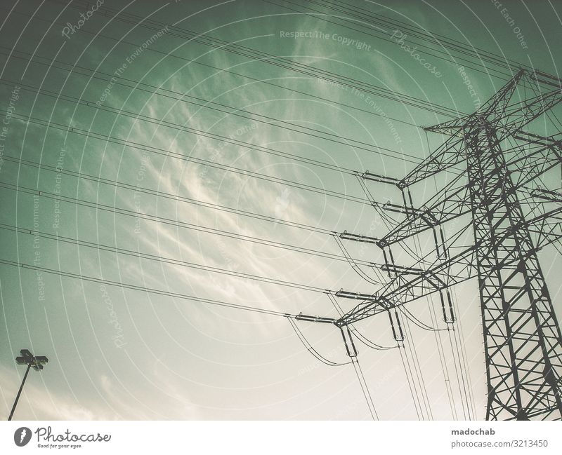 mightily Cable Technology Advancement Future Energy industry Renewable energy Energy crisis Line Tall Above Power Might Fear of the future Arrogant High spirits
