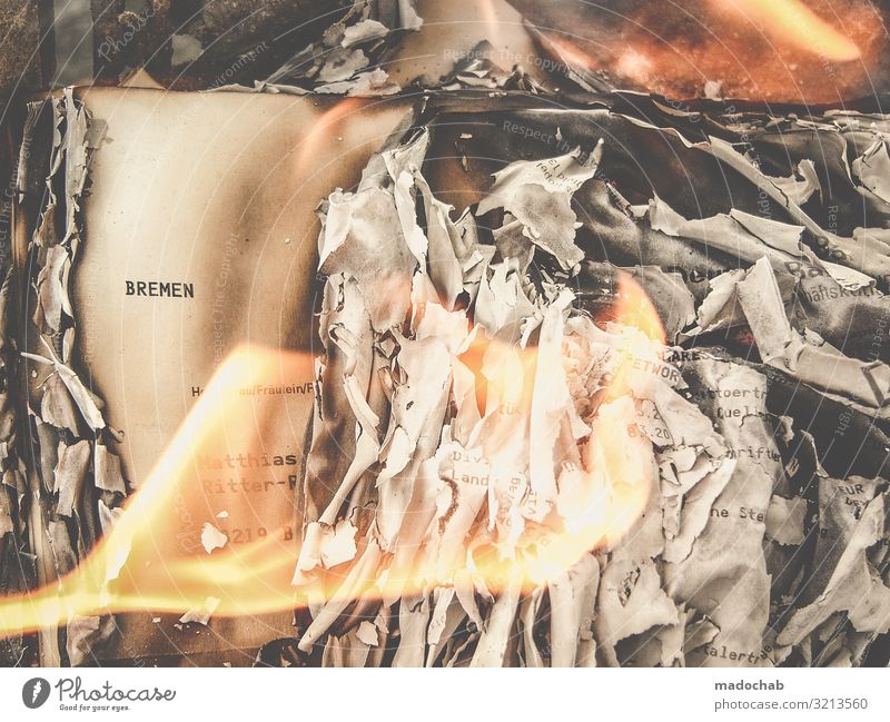 Burn after reading - fire flames destruction literature loss Media Print media Newspaper Magazine Book Reading Sign Characters Warm-heartedness Aggression End