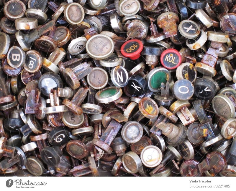 Collection of old typewriter keys Typewriter Keyboard Letters (alphabet) Office Characters Reading Machinery Office work Print media Newspaper Magazine Book