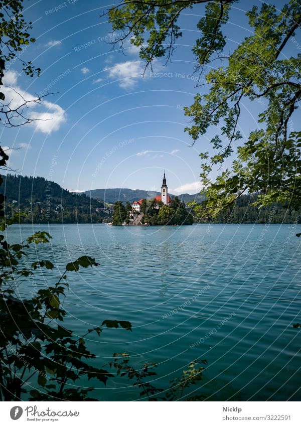 Bled spa, Slovenia, church on island - pilgrimage church "Assumption of the Virgin Mary", on island in Lake Bled, Assumption Day Church Island Pilgrimage church