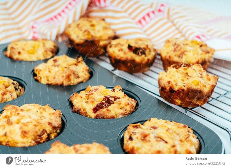 Ham, Sweetcorn and Tomato Muffins sweet corn Snack Breakfast Home-made Vegetable Lunch Healthy Eating Diet Dish Background picture Brunch recipe Bacon Fresh