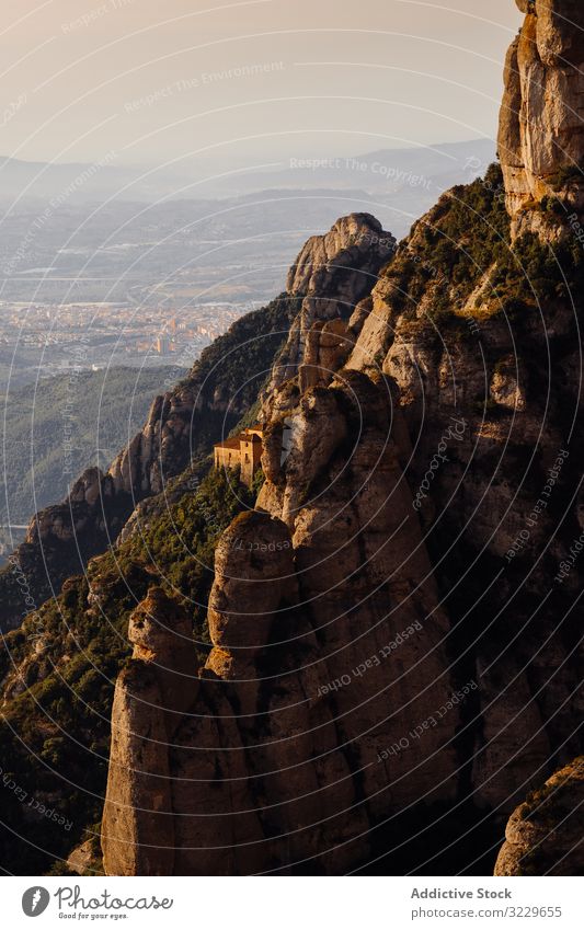 Monastery of the mountain of Montserrat architecture monastery hermit masterpiece sant joan abbey traditional basilica cathedral medieval monument rock nature