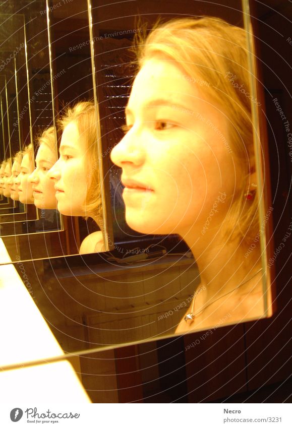 Girl in the mirror Woman Mirror Bathroom Tunnel Portrait photograph Reflection