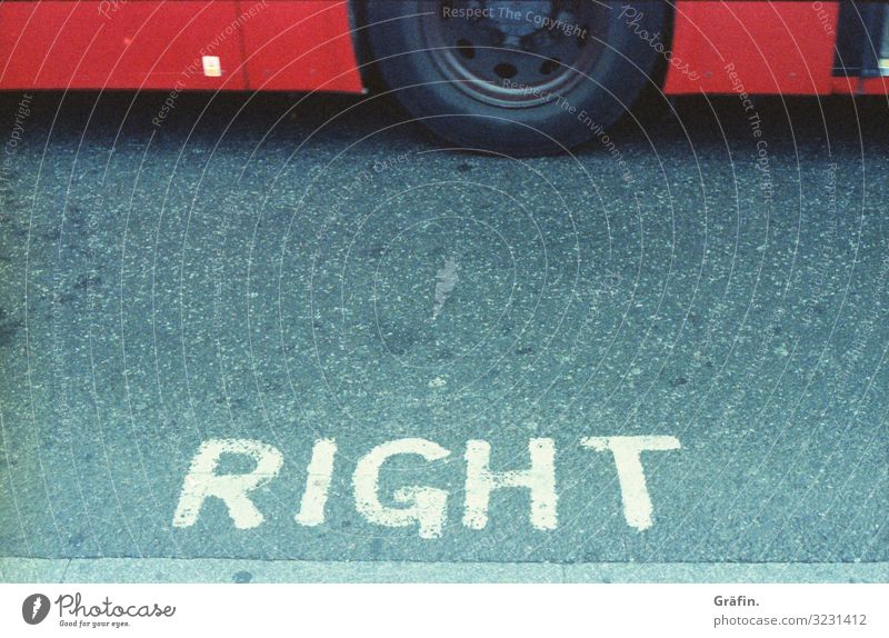 Right or Wrong sign typography Typography Street Pavement London bus stop Clue Warn Warning label Signage Signs and labeling Characters Exterior shot Bans