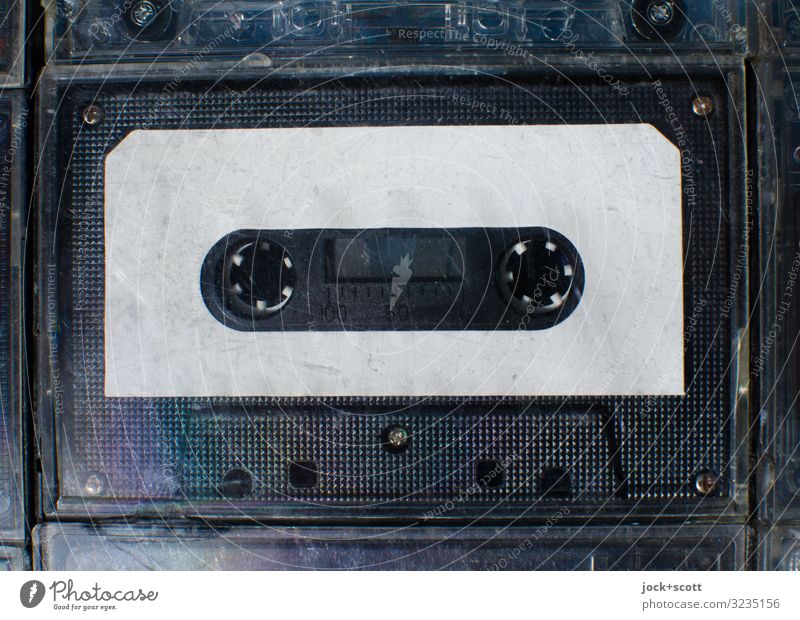 Audio blank cartridge Entertainment electronics Tape cassette Collector's item Plastic Free space Labeled Authentic Simple Near Original Retro Black White