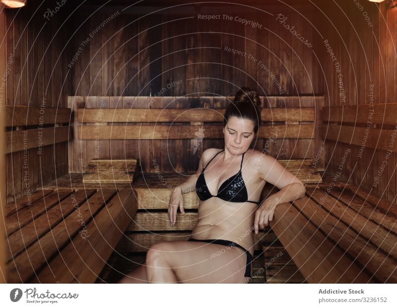 Eerbetoon Compatibel met Tub Adult female relaxing in sauna - a Royalty Free Stock Photo from Photocase