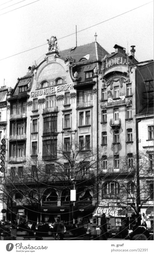 Art Nouveau façade Art nouveau Prague House (Residential Structure) Facade Architecture Black & white photo