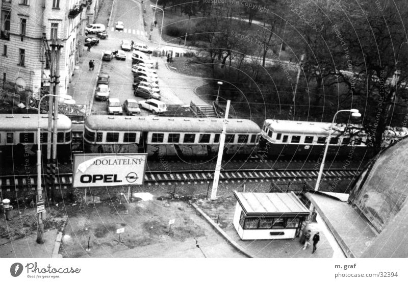 tram Prague Tram Transport Opel light rail Black & white photo