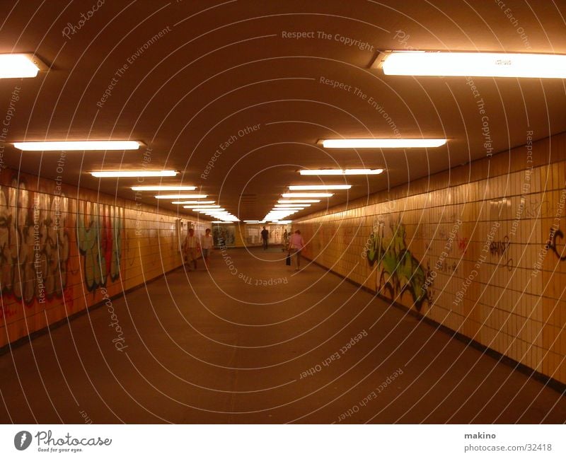Underpass in Berlin Dark Tunnel Concrete Underground Pedestrian Transport Architecture Graffiti Street