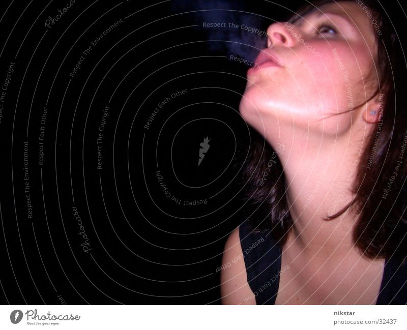 denis Woman Cigarette Night Dark Blow Smoking Smoke Face