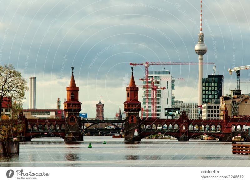 Oberbaum Bridge Berlin City Berlin TV Tower Building Capital city House (Residential Structure) Autumn Deserted Downtown Berlin Oberbaumbrücke Rotes Rathaus