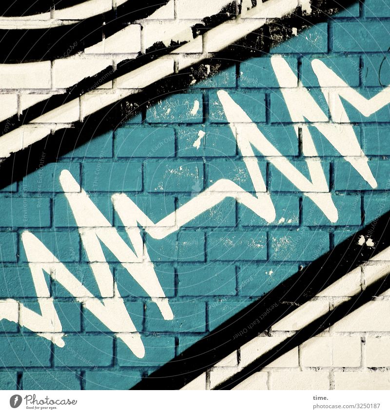Art on building | heartbeat Wall (barrier) creatively Heartbeat Wall (building) Brick graffiti lines Stripe cardiology ekg Diagonal obliquely