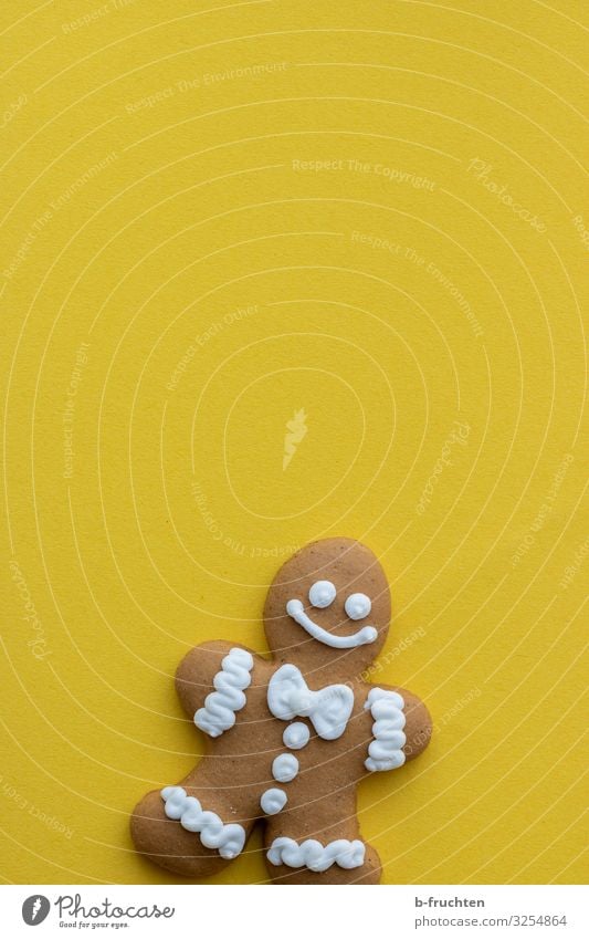 gingerbread man Food Dough Baked goods Candy Nutrition Healthy Eating Sign To enjoy Friendliness Happiness Fresh Yellow Santa Claus Gingerbread man Figure