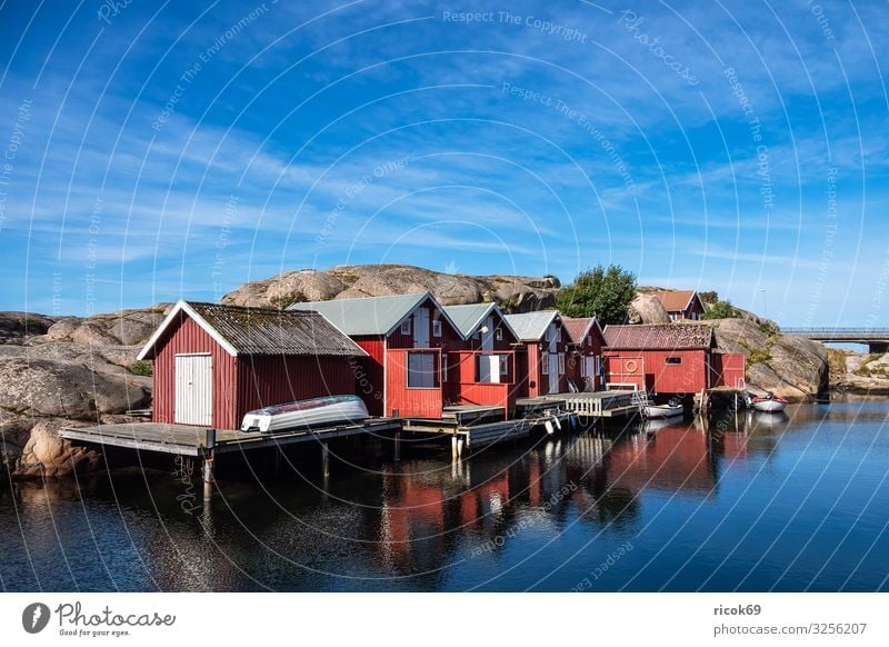 View of the village Smögen in Sweden Relaxation Vacation & Travel Tourism Summer Ocean House (Residential Structure) Nature Landscape Water Clouds Rock Coast