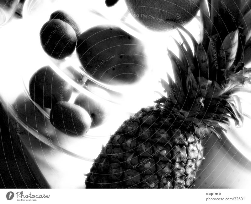 fresh fruit Kiwifruit Healthy Pineapple Apple Fruit Black & white photo