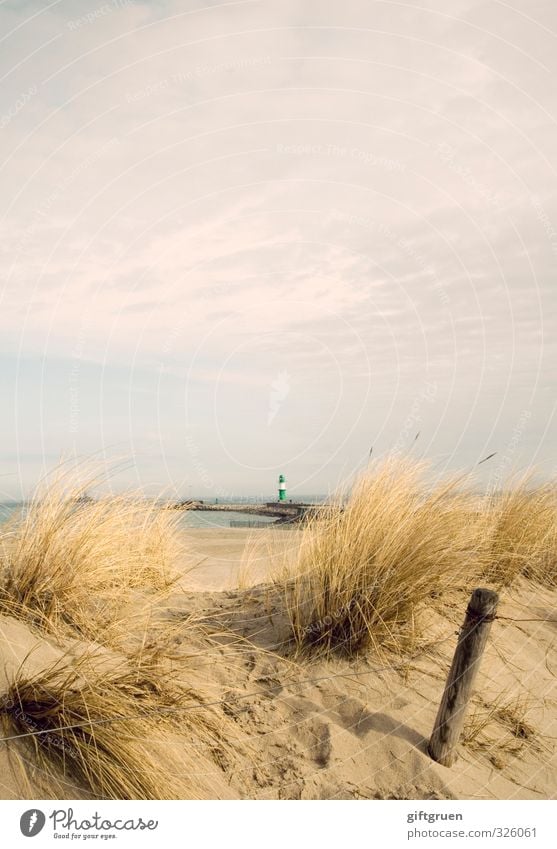 Baltic Environment Nature Landscape Plant Elements Sand Water Sky Clouds Coast Beach Baltic Sea Ocean Rescue Lighthouse Orientation Dune Marram grass Grass Pole