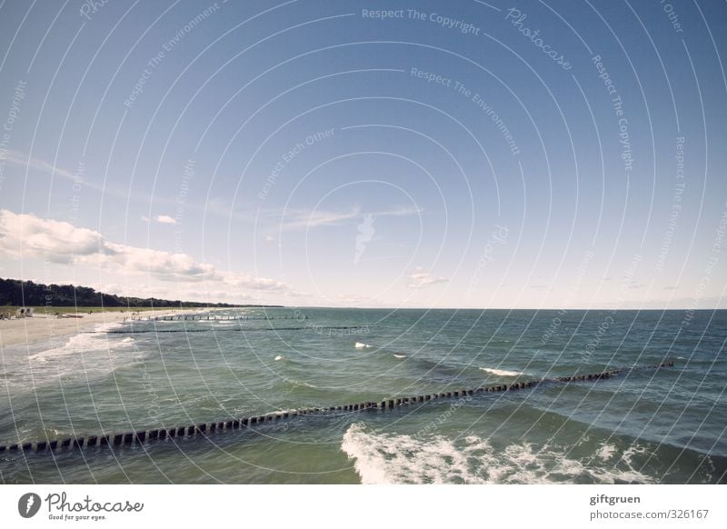 blue Environment Nature Landscape Elements Sand Water Sky Horizon Beautiful weather Waves Coast Beach Baltic Sea Ocean Joie de vivre (Vitality)