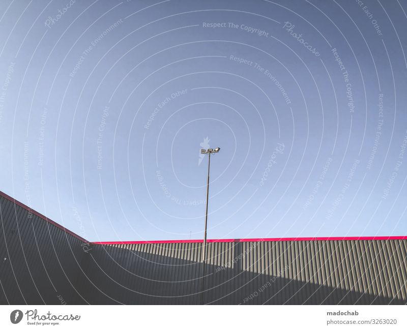 Many lines Logistics Industrial plant Factory Manmade structures Building Architecture Facade Line Stripe Sharp-edged Warehouse Colour photo Multicoloured