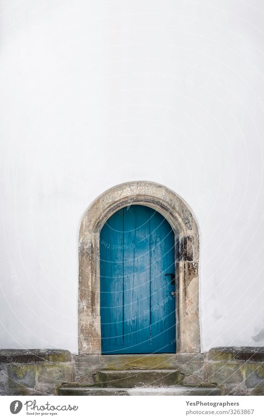 Arched wooden door. Old blue door and a white wall. Just a door Building Architecture Wall (barrier) Wall (building) Facade Door Retro Tradition Germany Ancient