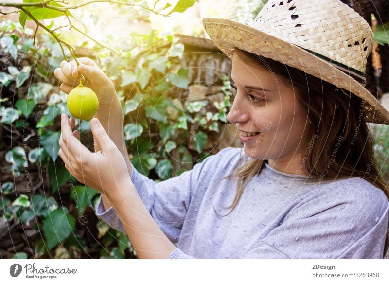 Young happy woman with hat working in the garden caucasian lifestyle 1 outdoors plant gardening person summer female young people nature adult flower girl