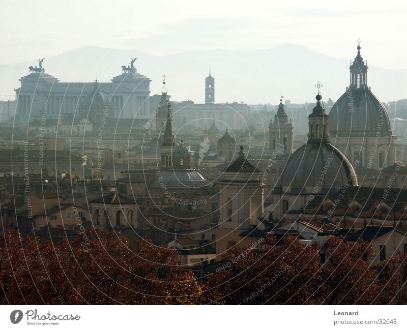 Domes of Rome Town House (Residential Structure) Roof Fog Tree Autumn Monument Sculpture Italy Europe Religion and faith Lessons Back Mountain