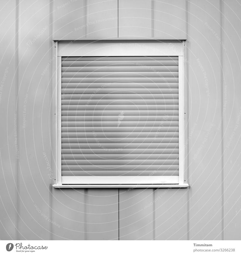 Relatively straightforward all this Facade sober factual Architecture Building Manmade structures Window roller shutter Closed Dismissive Gray Deserted Shadow