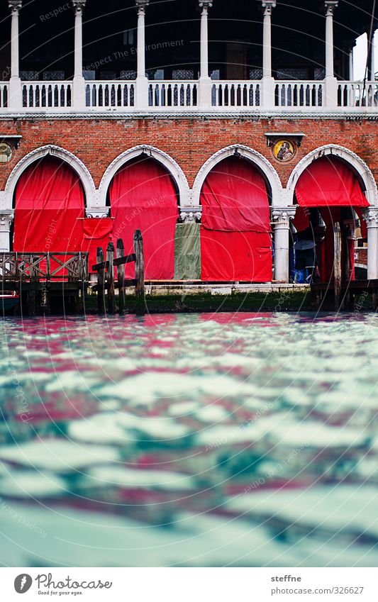 Rialto Mercato Water River Canal Grande Venice Italy House (Residential Structure) Esthetic Red Blue Colour photo Exterior shot