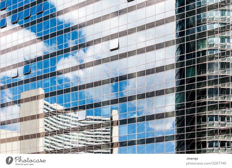 Reflecting facade Glas facade Window Sky Clouds Beautiful weather Reflection Building Manmade structures Architecture Town High-rise