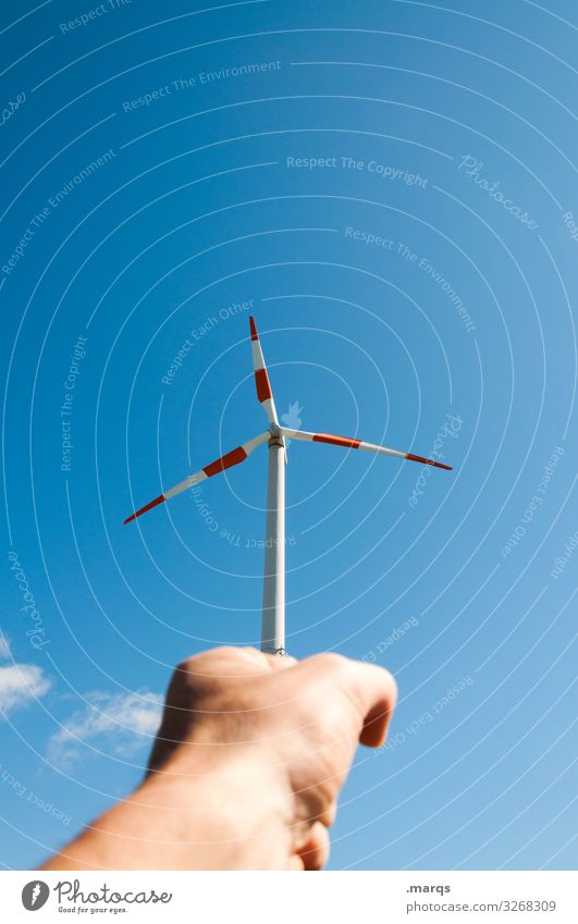 wind power Energy industry Hand Cloudless sky Beautiful weather Wind energy plant Pinwheel To hold on Exceptional Sustainability Advice Climate