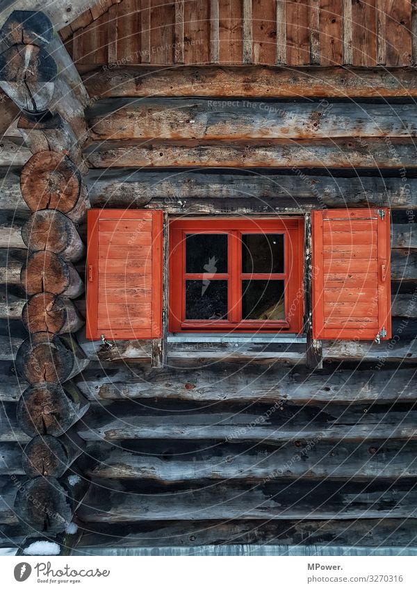 wooden house House (Residential Structure) Living or residing Window Red Wood Wooden house Hut Tree house Tree trunk Old Ecological Alpine pasture Alpine hut