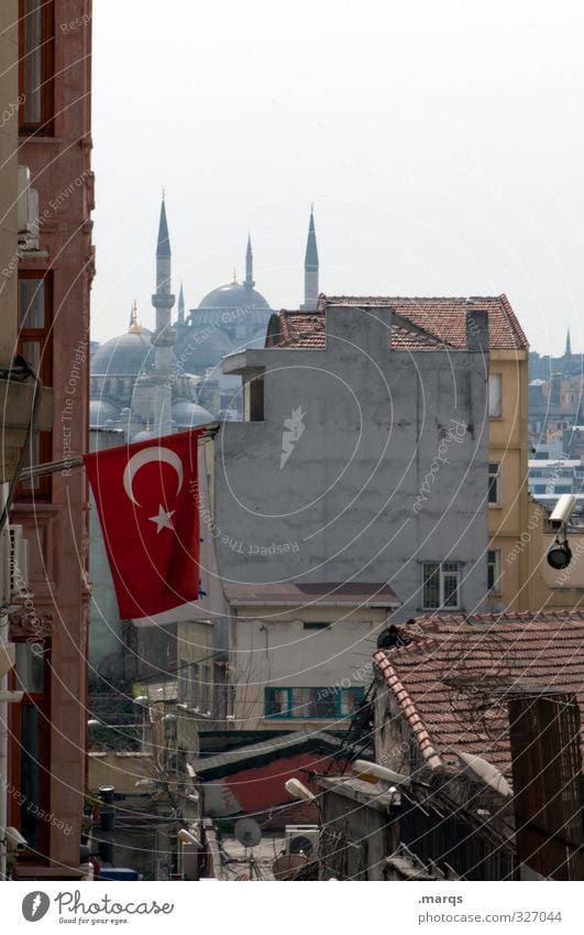 Istanbul Vacation & Travel Tourism Sky Turkey Town Port City Downtown House (Residential Structure) Building Architecture Mosque Minaret Alley Flag Colour photo