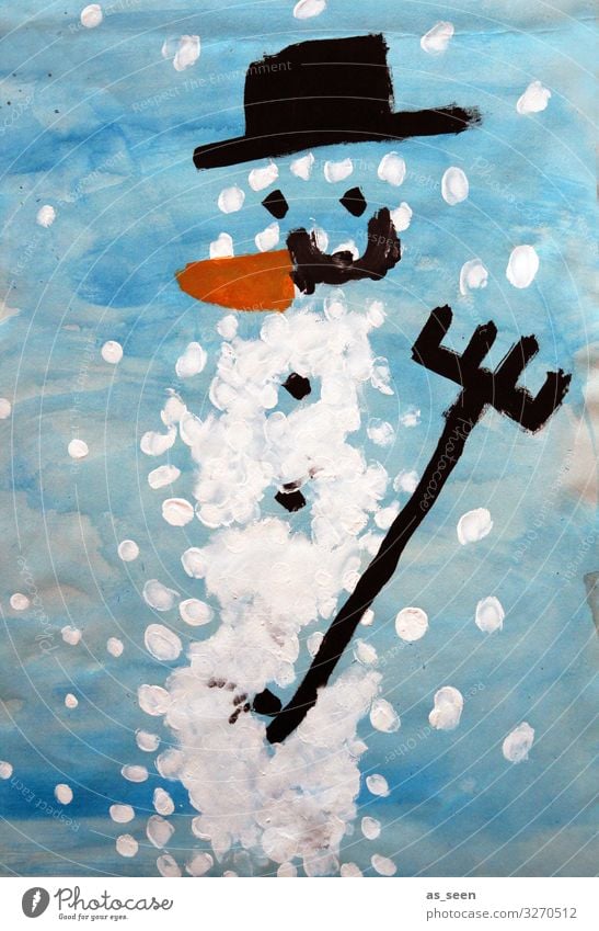 SNOWMAN Winter Snow Christmas & Advent Parenting Education Kindergarten School Art Painting and drawing (object) Ice Frost Snowfall Hat Sign Snowman Smiling