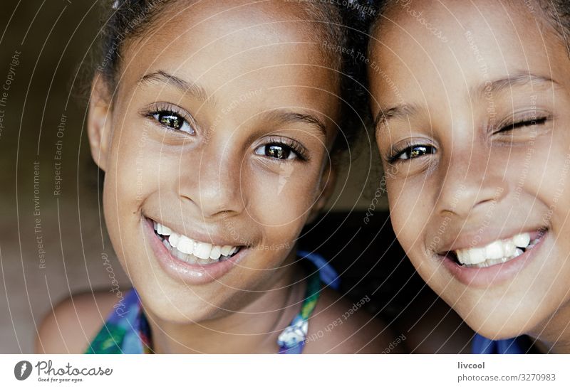 beautiful twin sisters, cuba Lifestyle Style Beautiful Playing Vacation & Travel Trip Island Child Human being Feminine Girl Sister Infancy Head Face Eyes Ear