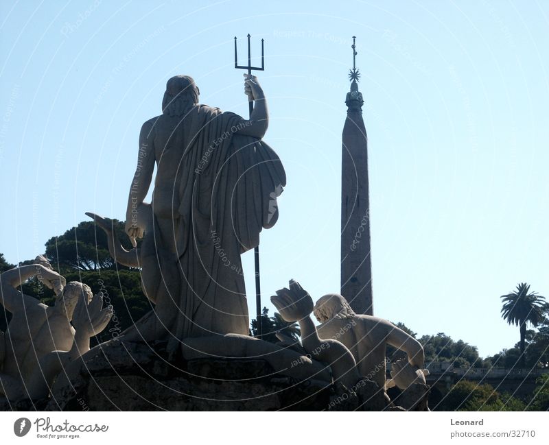 Neptune Monument Statue Sculpture Historic Mythology Art Rome Italy Craft (trade) Stone man god fountain