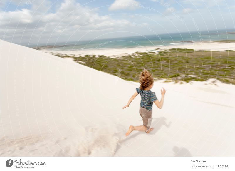 235 [running wild] Playing Child Boy (child) 1 Human being 8 - 13 years Infancy Movement Discover Walking Running Jump Romp Beach dune Ocean Sandy beach